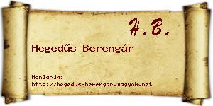 Hegedűs Berengár névjegykártya